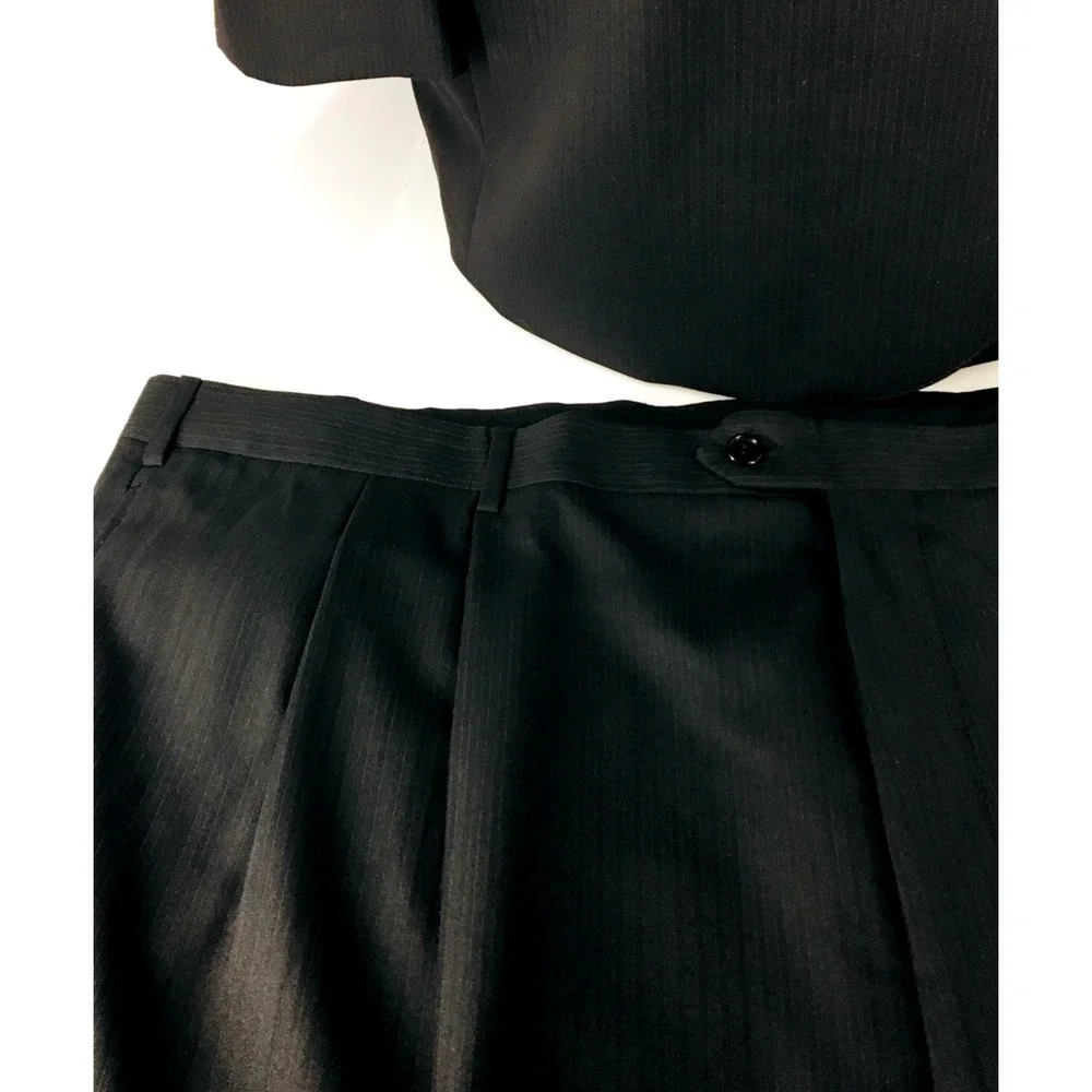 50XL Jos A Bank Signature Gold Mens Recent 2 Bttn 100% Wool Suit Black Pants 48